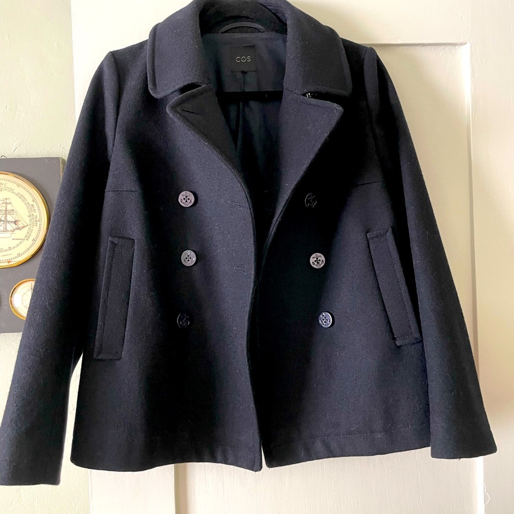 COS peacoat dark navy wool  and lined